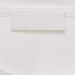 Pre Owned Prada White Logo Embroidered Jersey Crew Neck T-Shirt L