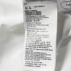 Pre Owned Prada White Cotton Zip Pocket Sleeve Detail Crew Neck T-Shirt S
