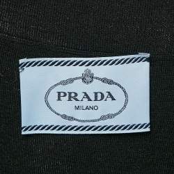 Prada Black Nylon and Knit Midi Dress L