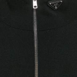 Prada Black Nylon and Knit Midi Dress L