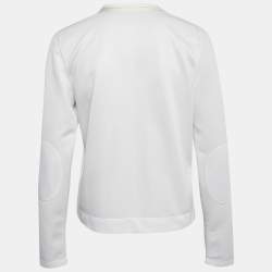 Prada White Jersey Button Front Silk Trimmed Blouse L