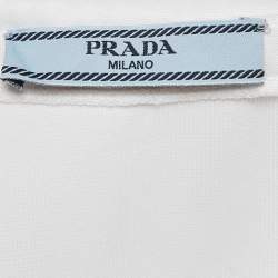 Prada White Jersey Button Front Silk Trimmed Blouse L
