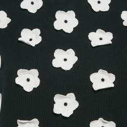 Pre Owned Prada Black Daisy Embroidered Cotton Knit Sleeveless Top M