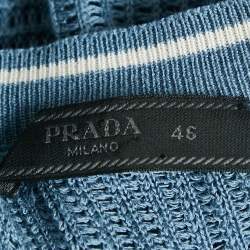  Prada Blue Silk and Cotton Crew Neck Sweater S