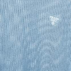  Prada Blue Silk and Cotton Crew Neck Sweater S