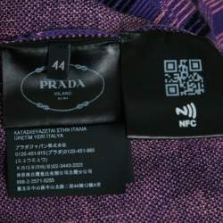 Prada Purple Patterned Knit Wool Turtle Neck Pullover M