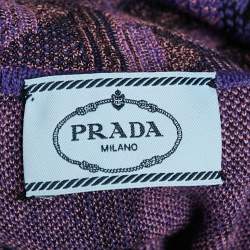 Prada Purple Patterned Knit Wool Turtle Neck Pullover M