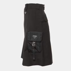 Pre Owned Prada Black Wool Pocket Detail Cargo Shorts M