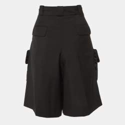 Pre Owned Prada Black Wool Pocket Detail Cargo Shorts M