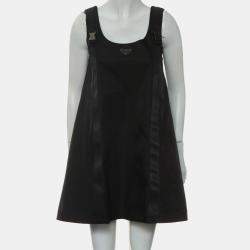 Pre Owned Prada Black Polyamide Re-Nylon Logo-Plaque Mini Dress IT Women 36