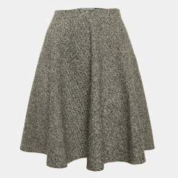 Prada Black/White Wool Flared Mini Skirt S