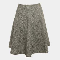 Prada Black/White Wool Flared Mini Skirt S