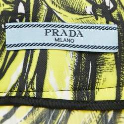 Prada Multicolor Banana Print Plisse Midi Skirt M