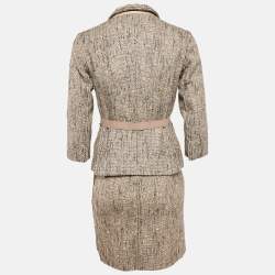 Prada Beige Tweed Skirt Suit S