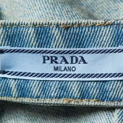 Prada Blue Denim Triangle Patterned Bralette Top S 