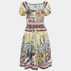 Pre Owned Prada Multicolor Printed Cotton Mini Dress S