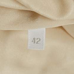 مملوكة مسبقًا Prada Light Grey Plisse Organza Jabot Detail Dress M