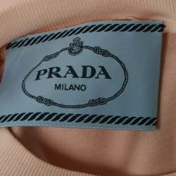 Pre Owned Prada Pink Cotton Jersey Bow Detail A-Line Mini Dress XS