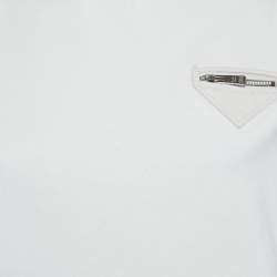 Pre Owned Prada White Cotton Knit Zip Detail Sleeveless Top XS