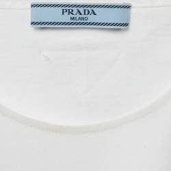 Pre Owned Prada White Cotton Knit Zip Detail Sleeveless Top XS
