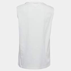 Pre Owned Prada White Cotton Knit Zip Detail Sleeveless Top XS