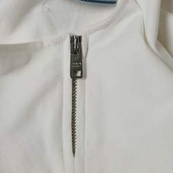Pre Owned Prada White Cotton Knit Zip Detail Sleeveless Top XS