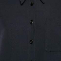 Pre Owned Prada Navy Blue Wool Drill Oversized Shirt S