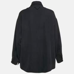 Pre Owned Prada Navy Blue Wool Drill Oversized Shirt S
