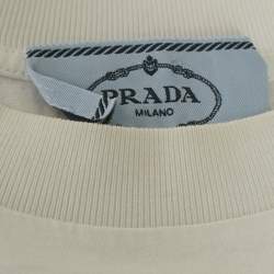 Prada White Cotton Floral Applique T-Shirt M