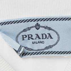Prada White Cotton Floral Applique T-Shirt M