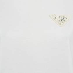 Prada White Cotton Floral Applique T-Shirt M