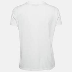 Prada White Cotton Floral Applique T-Shirt M
