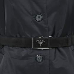 مملوكة مسبقًا Prada Black Nylon Belted Puffer Coat M
