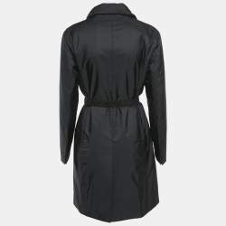 مملوكة مسبقًا Prada Black Nylon Belted Puffer Coat M