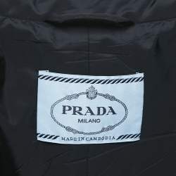مملوكة مسبقًا Prada Black Nylon Belted Puffer Coat M