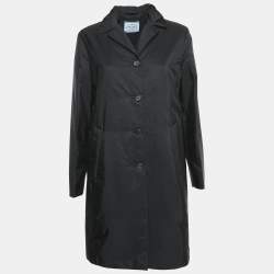 مملوكة مسبقًا Prada Black Nylon Belted Puffer Coat M