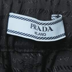 Pre Owned Prada Black Jacquard Nylon Triangle Logo Detail Shorts XS