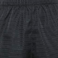 Pre Owned Prada Black Jacquard Nylon Triangle Logo Detail Shorts XS