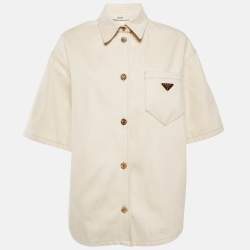 Prada Beige Denim Button Front Oversized Shirt L