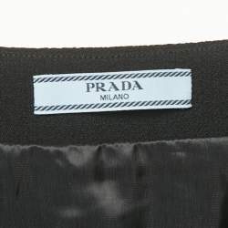 Pre Owned تنورة برادا صوف سوداء مزينة ملفوفة مقاس صغير (سمول)