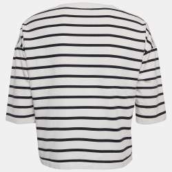 Prada White/Blue Stripe Cotton Knit Top L