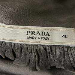 Prada Grey Silk Pleated Blouse S