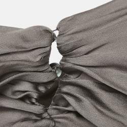 Prada Grey Silk Pleated Blouse S