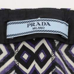 Prada Purple Diamond Print Silk And Wool Blend Pants M