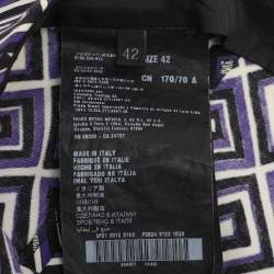 Prada Purple Diamond Print Silk And Wool Blend Pants M