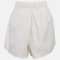 Prada White Printed Cotton Poplin Shorts L
