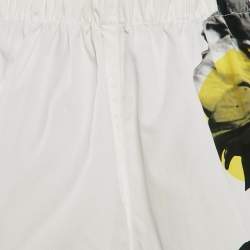 Prada White Printed Cotton Poplin Shorts L