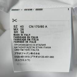 Pre Owned Prada White Cotton Triangle Logo Detail Sleeveless Top S