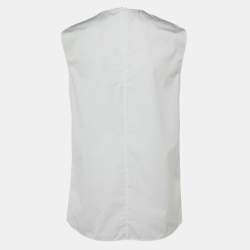 Pre Owned Prada White Cotton Triangle Logo Detail Sleeveless Top S