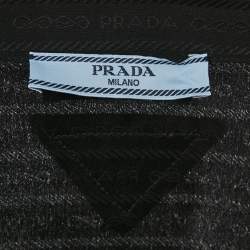Pre Owned Prada Black Logo Crepe De Chine Silk Crop Shirt S